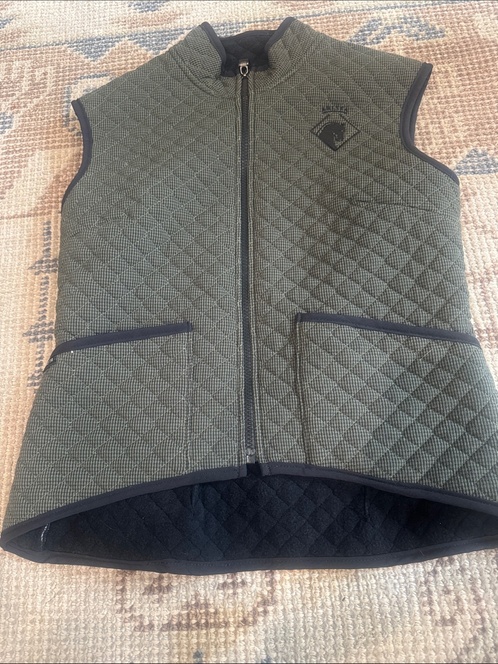 Arista Quilted Olive Green Women's fleece lined Vest - Sleeveless Zip Front